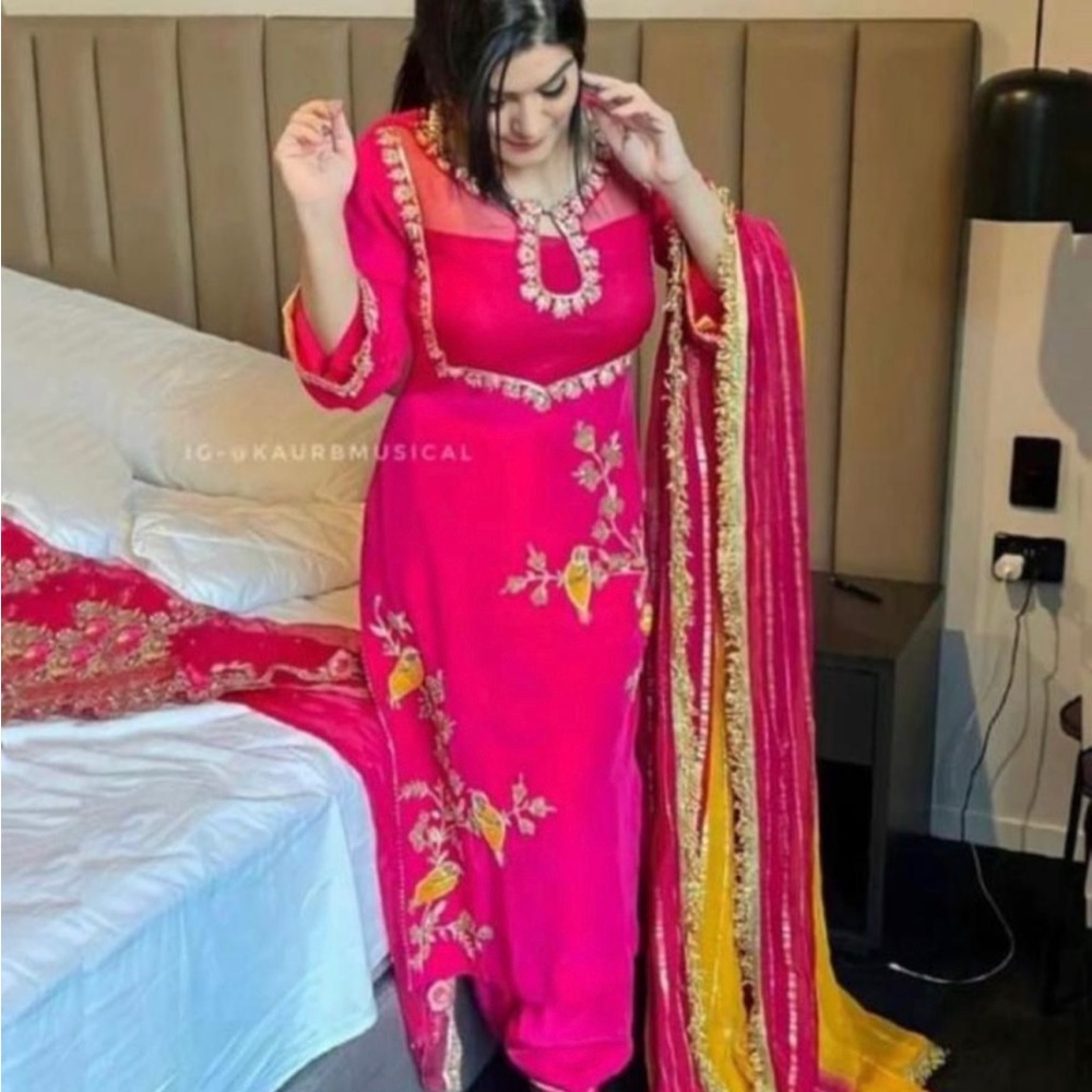Indian punjabi silk suit unstich